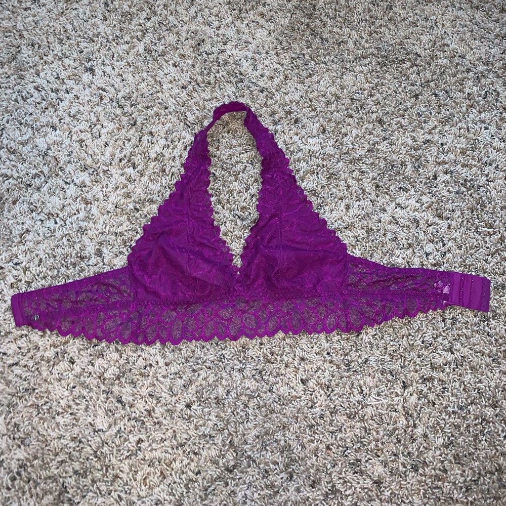 Purple halter top bralette.